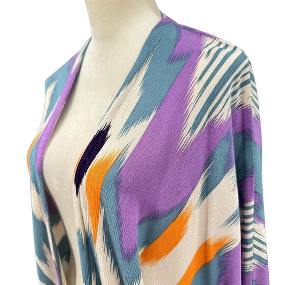 Anthropologie Bel Kazan OS Colorful Artisan Print Layering Open Kimono Duster - Picture 7 of 14